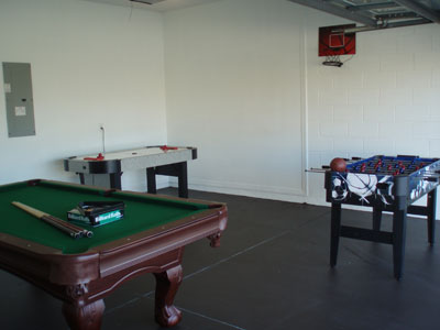 The double garage has been turned into a games room with Billiards, Air Hockey, Table Football and Basketball.