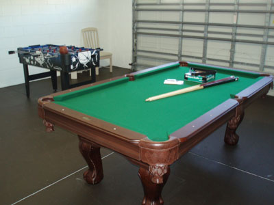 Billiard table in the games room.